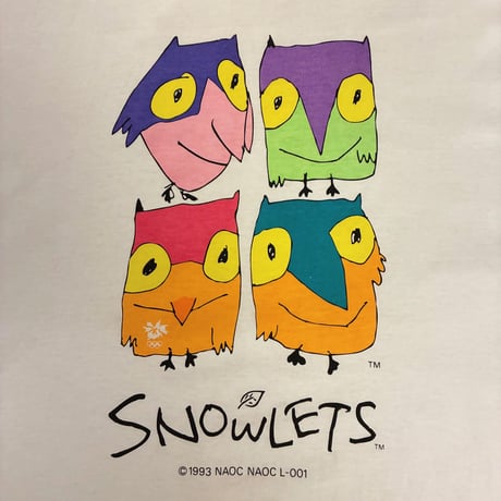 レア タグ付き MADE IN MEXICO製 Mizuno 長野オリンピック SNOWLETS 公式オフィシャル品 プリントTシャツ ホワイト Fサイズ