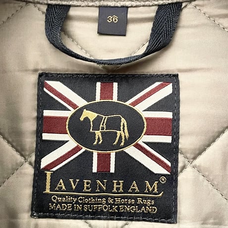 MADE IN ENGLAND製 LAVENHAM フード付きウールキルティングジャケット グレー 36/48サイズ
