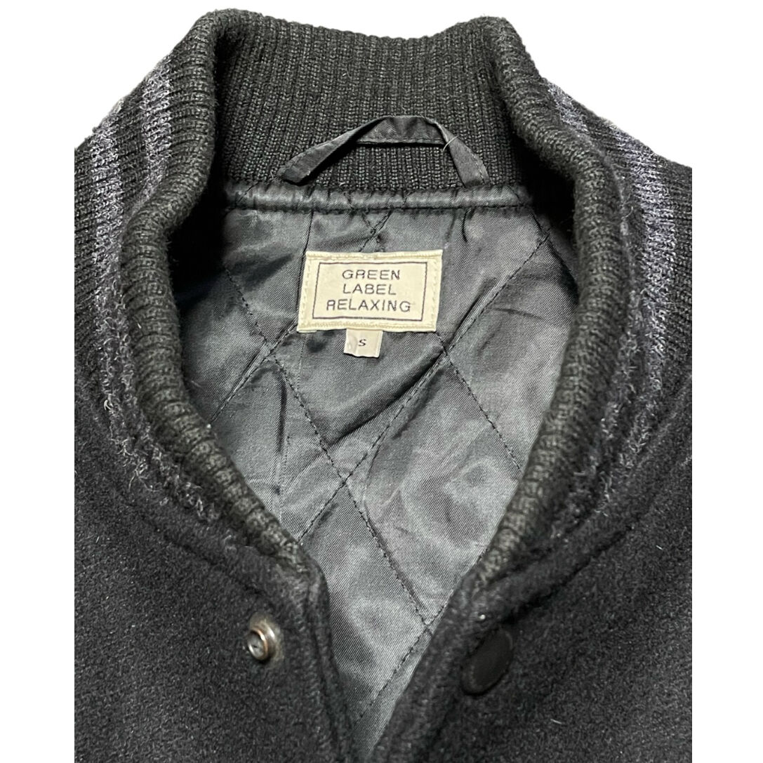 GREEN LABEL RELAXING 袖ラムレザースタジアムジャケット ブラック S