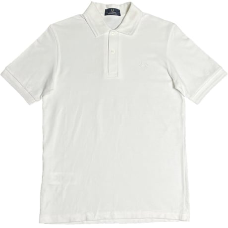 MADE IN ENGLAND製 FRED PERRY 襟ライン半袖鹿の子ポロシャツ ホワイト 36サイズ