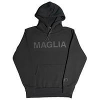 ★新品★ MADE IN ITALY製 MAGLIA 2025年AWモデル S-2814BB 「MAGLIA」 プリント入り 裏起毛 スムースプルオーバーパーカー ブラック M～XLサイズ