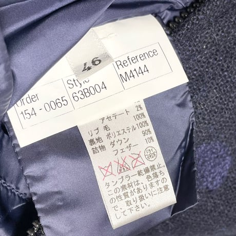 MADE IN ROMANIA製 MONTEDORO ドット柄ウールダウンベスト ネイビー 46サイズ