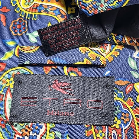 MADE IN ITALY製 ETRO ペイズリー柄シルクネクタイ ネイビー
