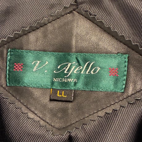 MADE IN KOREA製 V.Ajello 本革 ラムレザー レザーテーラードジャケット ブラック LLサイズ