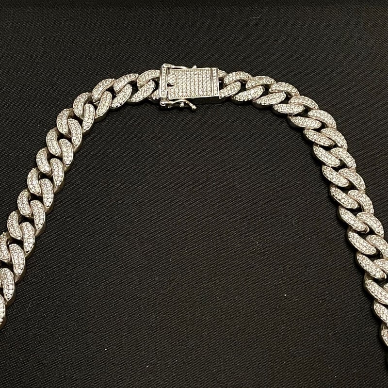 箱付き シルバー925製 VANITY ジルコニアマイアミキューバンネックレス