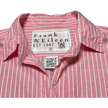 【サザビーリーグ取り扱い】MADE IN USA製 Frank & Eileen 長袖ストライプ柄シャツ ピンク Sサイズ