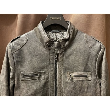 MADE IN ITALY製 DANIELE ALESSANDRINI フルジップレザーライダースジャケット ブラウン 48サイズ
