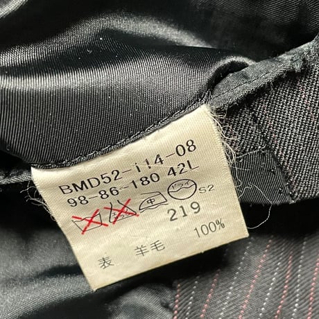 ▲訳あり商品▲ MADE IN JAPAN製 BURBERRY BLACK LABEL 3ピースストライプスーツ チャコールグレー 42L