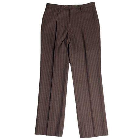 SOVEREIGN UNITED ARROWS CARLO BARBERA SUPER120'S ヴァージンウールストライプ柄ダブルスーツ ブラウン 44サイズ