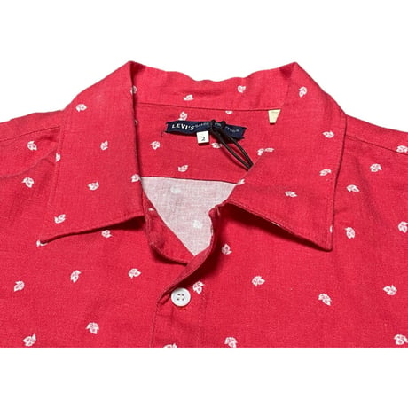 ☆タグ付き新古品☆ MADE IN ROMANIA製 LEVI'S MADE & CRAFTED 半袖アロハシャツ レッド 2/Mサイズ