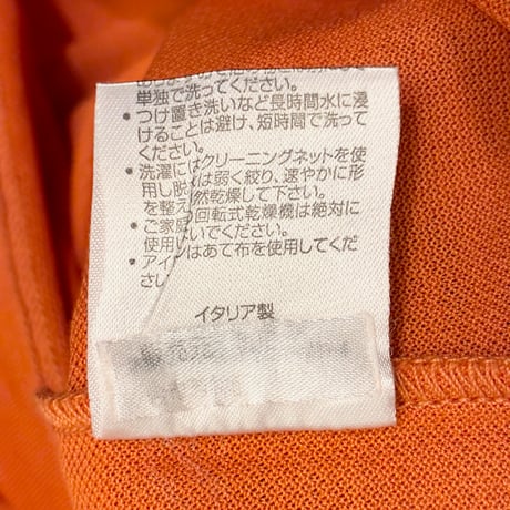 MADE IN ITALY製 Gian Bellini ポケット付き クルーネックニットTシャツ オレンジ Lサイズ