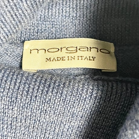 MADE IN ITALY製 morgano タートルネックメリノウールセーター ネイビー 48サイズ