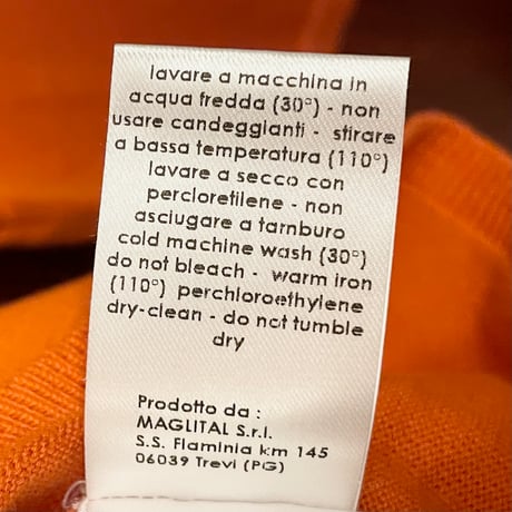 MADE IN ITALY製 Cruciani クルーネックコットンセーター オレンジ 48サイズ