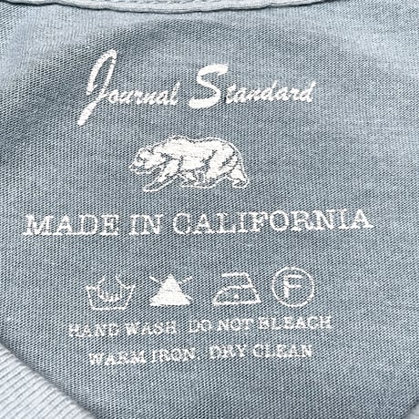 MADE IN USA製 JOURNAL STANDARD CALIFORNIA 無地Vネック半袖Tシャツ グレイッシュブルー Mサイズ