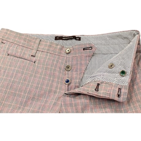 MADE IN ROMANIA製 PT TORINO BERMUDA チェック柄ハーフパンツ グレー×レッド 44サイズ