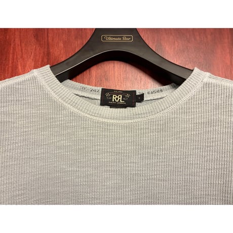 RALPH LAUREN RRL DOUBLE RL 長袖ニットサーマル ブルーグレー Sサイズ