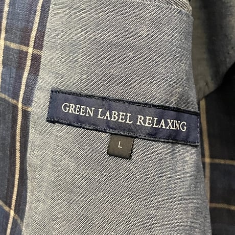 GREEN LABEL RELAXING チェック柄リネンテーラードジャケット ブルー×ネイビー Lサイズ