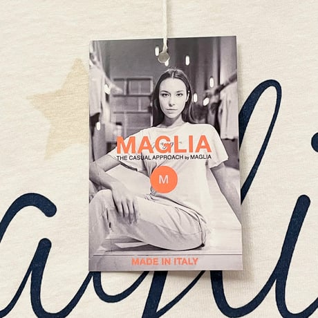 ★新品★ MADE IN ITALY製 MAGLIA 2024年SSモデル 「STELLE」 ロゴプリント クルーネックTシャツ ホワイト S～Lサイズ