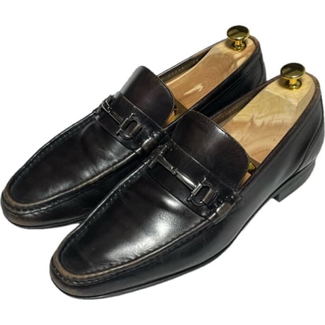 MADE IN ITALY製 Salvatore Ferragamo ホースビットローファー ブラック 8/26cm