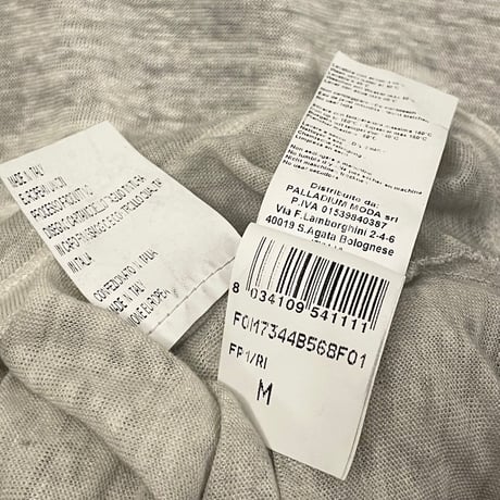 ☆タグ付き新古品☆ MADE IN ITALY製 120% lino ポケット付き半袖リネンTシャツ パールグレー Mサイズ