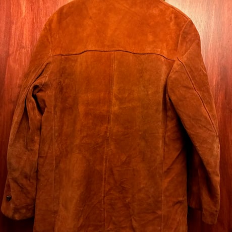THIS IS A GENUINE LEATHER 本革 スウェードレザー ムートンコート オレンジブラウン 42サイズ