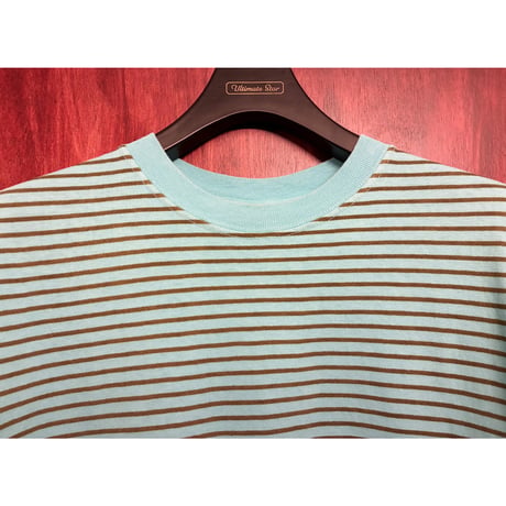 MADE IN USA製 Good On ボーダー柄 半袖Tシャツ ミントグリーン×ブラウン Mサイズ