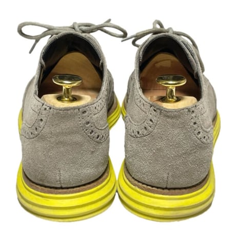 COLE HAAN ウイングチップスウェードレザーシューズ グレー×イエロー 9Mサイズ