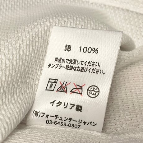 MADE IN ITALY製 gicipi 袖切り替えポケット付きニットTシャツ ホワイト×ネイビー 5サイズ
