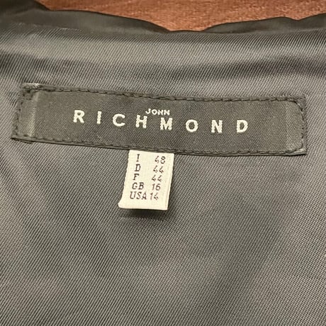 MADE IN ITALY製 JOHN RICHMOND フード付きフルジップナイロンジャケット ブラック 48サイズ
