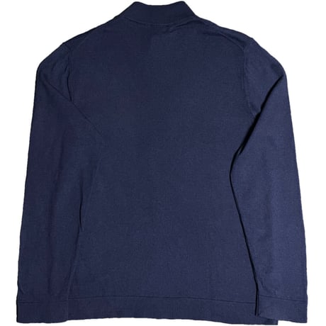 MADE IN ITALY製 ANDREA FENZI ハイネックコットンウールセーター ネイビー 48サイズ