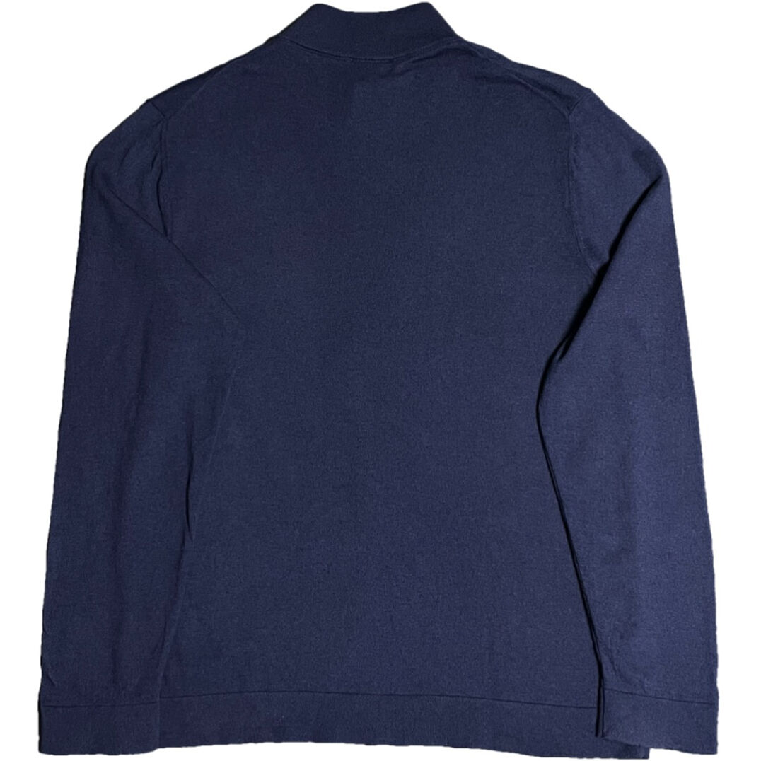 ANDREA FENZI イタリア製 ウールシルク半袖ニットポロ 48 ブルー ANDREA FENZI イタリア製 ウールシルク半袖ニットポロ 48 ブルー