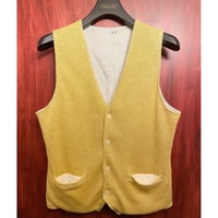 THREE DOTS ニット×スウェットコンビリネンジレベスト イエロー