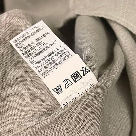 MADE IN ITALY製 Salvatore Piccolo 長袖スタンドカラープルオーバーリネンシャツ グレージュ 38-15サイズ
