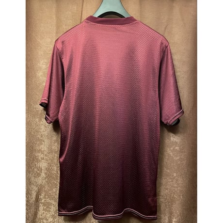 MADE IN CANADA製 SOUTHERN ATHLETIC BY REACH レイヤードメッシュプリントTシャツ ボルドー Sサイズ