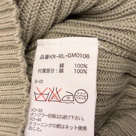 レア MADE IN HONG KONG製 90s インパクト21製 Polo by Ralph Lauren ミリタリーコットンセーター オリーブ Mサイズ