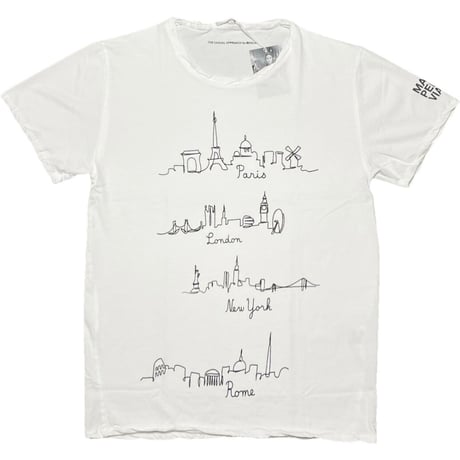 ★新品★ MADE IN ITALY製 MAGLIA「VIAGGIO」ロゴプリント クルーネックTシャツ ホワイト