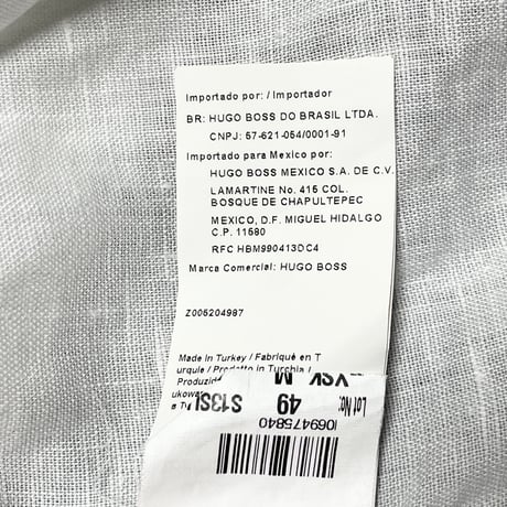 HUGO BOSS 長袖リネンシャツ ホワイト Mサイズ