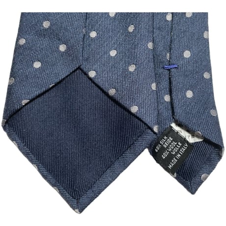 MADE IN ITALY製 ASPETTO ドット柄シルクウールネクタイ ネイビー