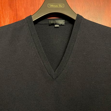 MADE IN ENGLAND製 JOHN SMEDLEY Vネックウールベスト ネイビー Mサイズ