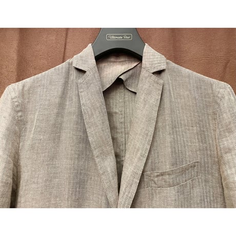 ▲訳あり商品▲ MADE IN POLAND製 MICHAEL TAPIA リネンテーラードジャケット ブラウン XSサイズ