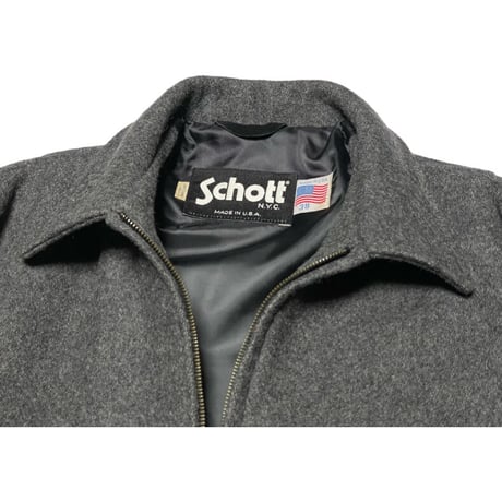 MADE IN USA製 SCHOTT ウール襟付きシングルライダースジャケット チャコールグレー 38サイズ