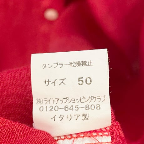MADE IN ITALY製 Viadeste 半袖リネンシャツ レッド 50サイズ