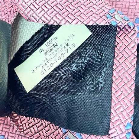 MADE IN USA製 BROOKS BROTHERS ペイズリー小紋柄シルクネクタイ ピンク