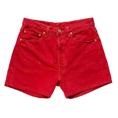 MADE IN USA製 LEVI'S 501 カラーデニムハーフパンツ レッド W32-L34サイズ