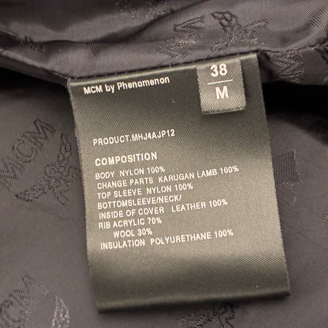 激レア MADE IN JAPAN製 MCM by PHENOMENON カルガンラムファー × カウレザー × ダウン × MA1 異素材MIX ダブルライダースジャケット ブラック 38/Mサイズ