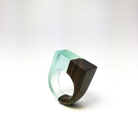 ★新品★ HANDMADE IN ITALY製 SIMONE FRABBONI 古代木平型リング ウッド×クリア