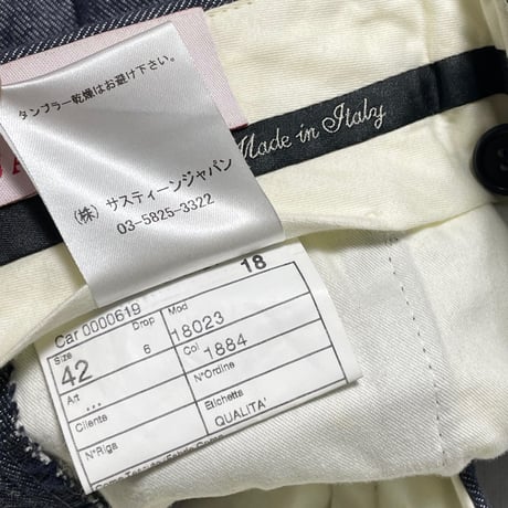MADE IN ITALY製 DRAPERS Per QUALITALIA コットンカシミヤデニムスラックス インディゴ 42サイズ