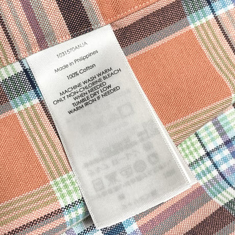 Ralph Lauren CLASSIC FIT チェック柄半袖ボタンダウンシャツ オレンジ Sサイズ