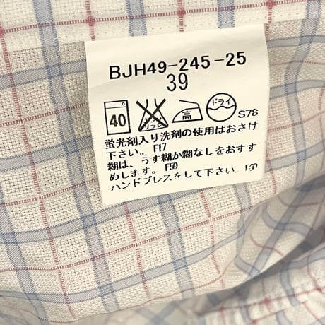 MADE IN JAPAN製 BURBERRY LONDON 半袖チェック柄ボタンダウンシャツ ホワイト 39サイズ