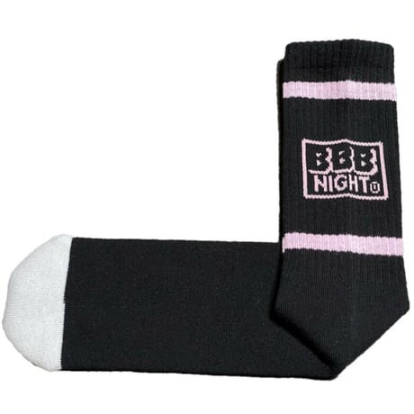 ★新品★ MADE IN JAPAN製 BBB NIGHT パイル編みチューブソックス ブラック×ピンク Fサイズ ユニセックス着用可能